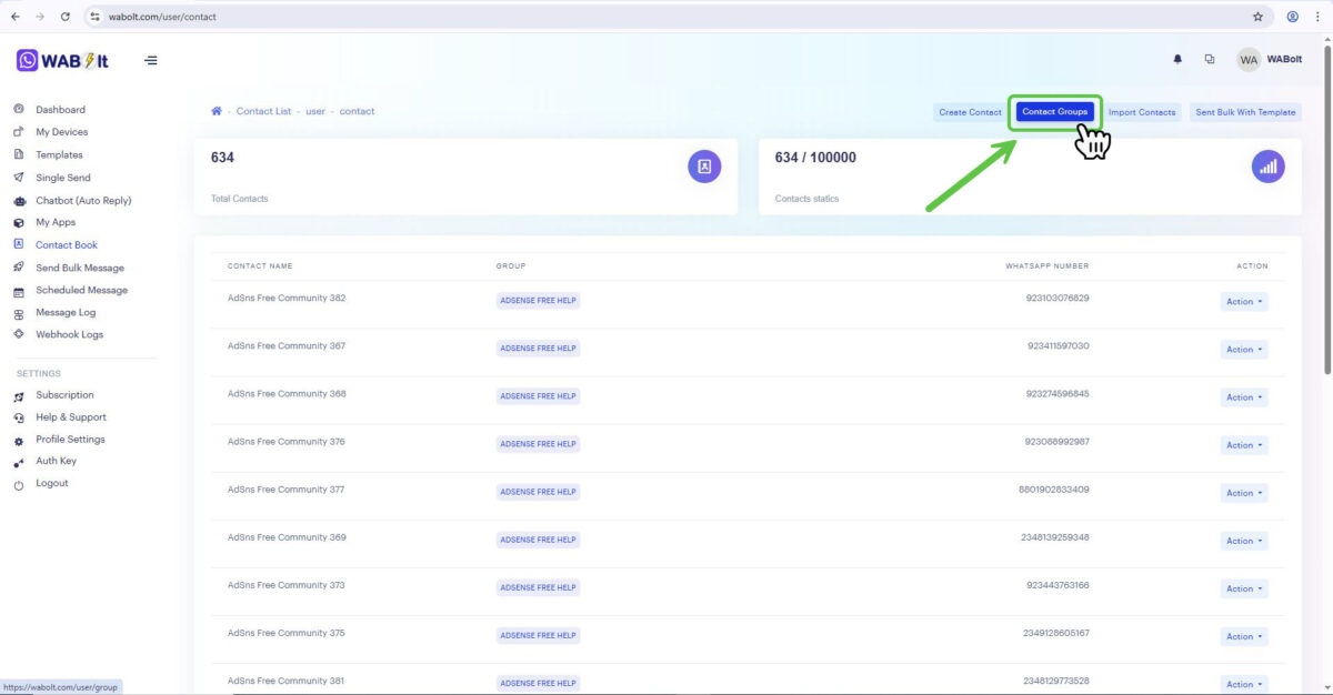 bulk contacts importer wabolt